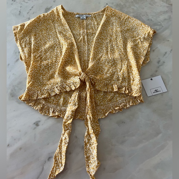 O’Neill yellow tie front crop top - Picture 4 of 4